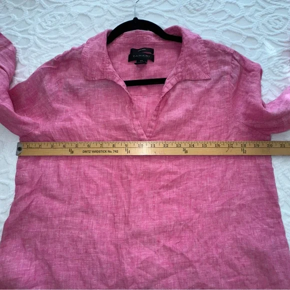 (I)  Tahari Linen Pullover Tunic Blouse - Picture 7 of 10